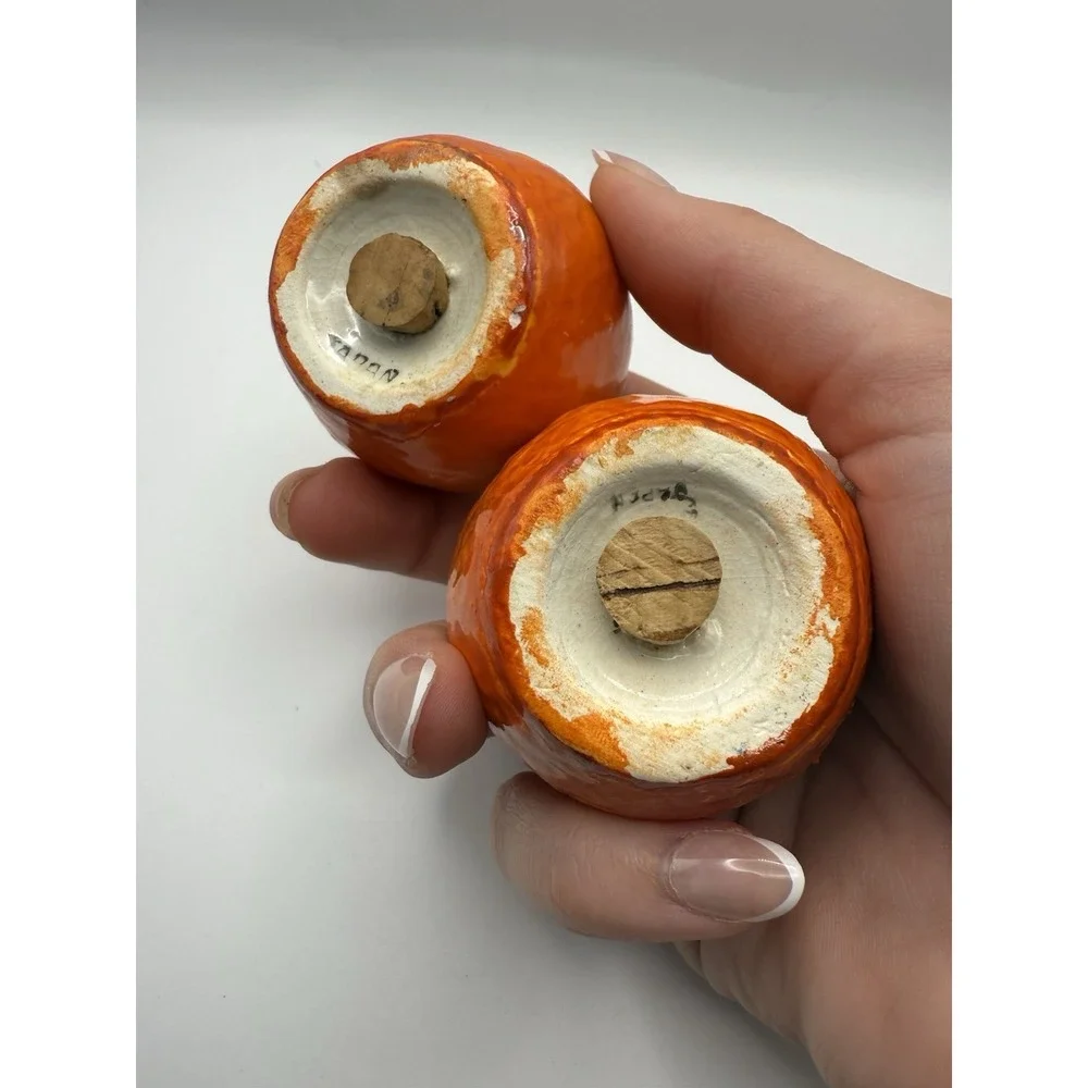 Set of Vintage Ceramic Oranges Fruit Figural Salt and Pepper‎ Shakers Japan